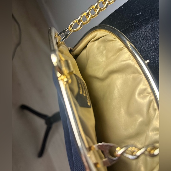 ACCESSORY PLACE Women’s Italian Black Fabric Crossbody Clutch w/Gold Chain Bag - Picture 8 of 12